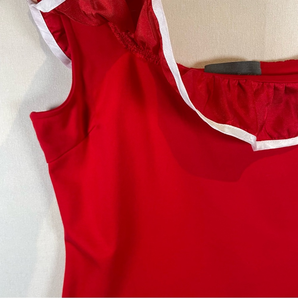 Anthropologie Sunday In Brooklyn Red Ruffle Trim Cropped Tank Top XL - Picture 3 of 9